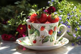 GARDEN cup with strawberries