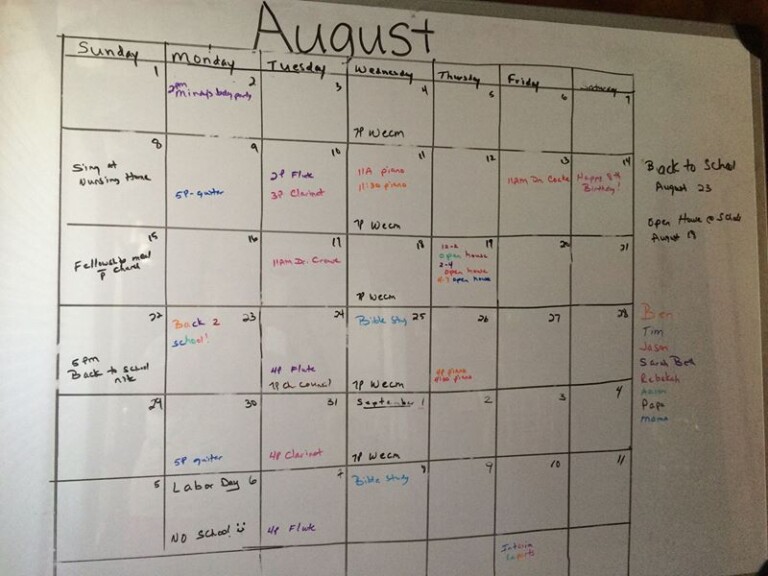 A DIY Color-Coded Calendar for the Entire Family