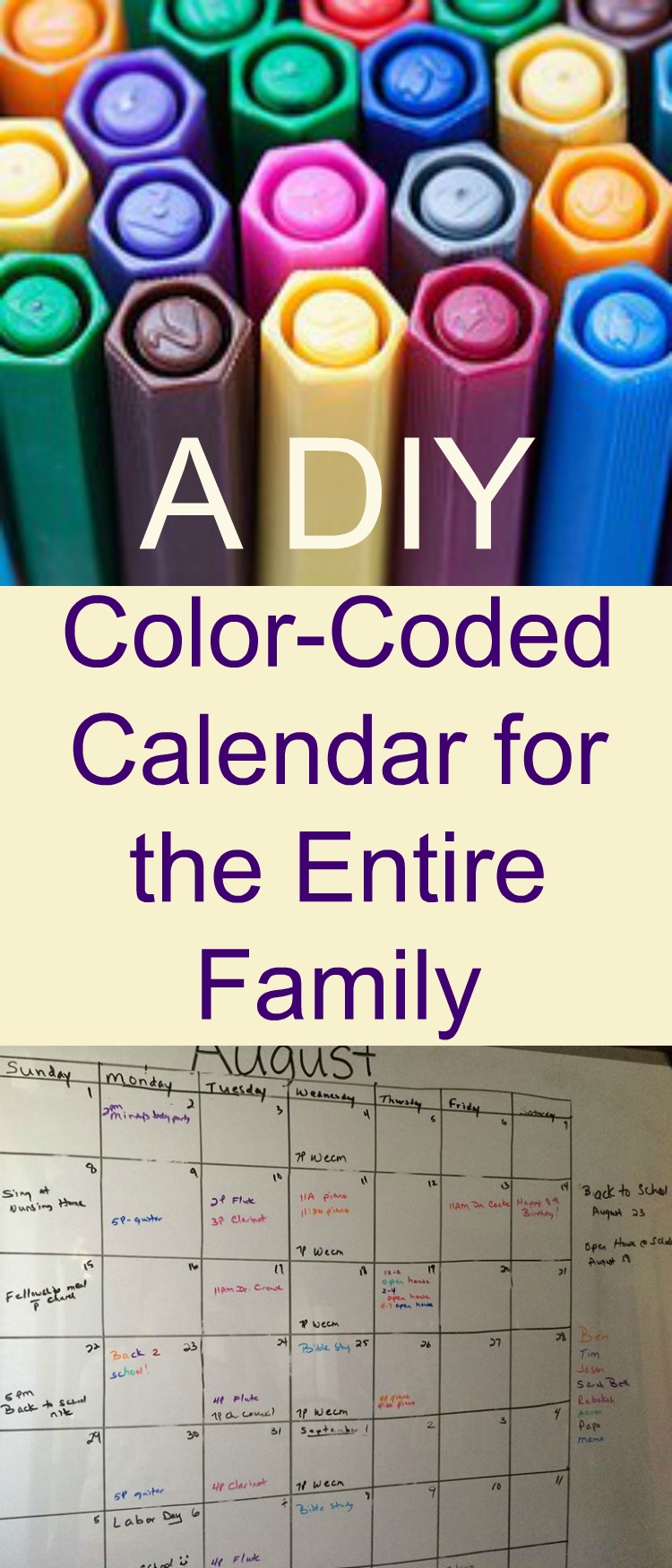 A DIY ColorCoded Calendar for the Entire Family