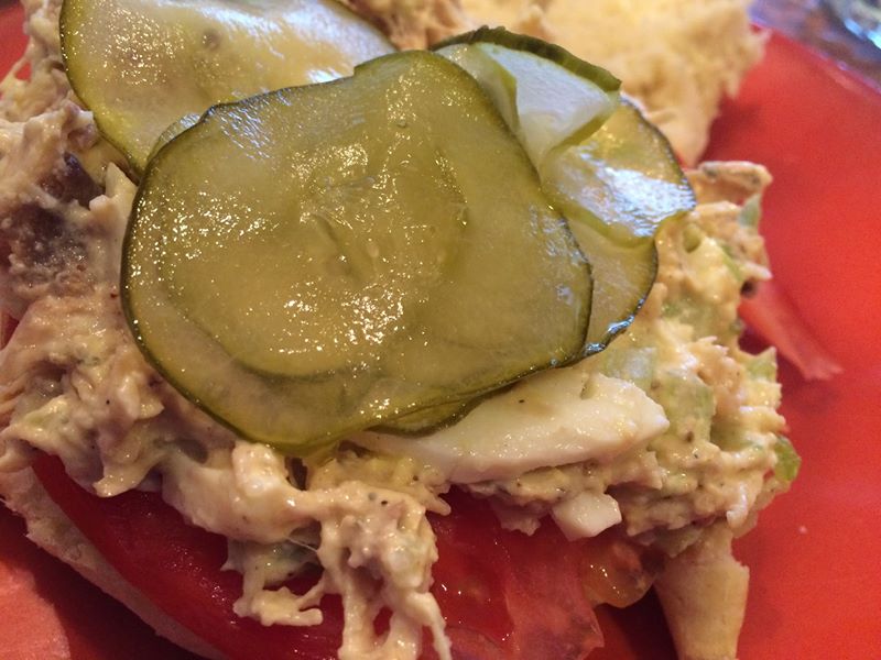 pickle on chicken salad sandwich