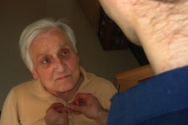 caring older women with worker