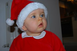 santa baby in red hat