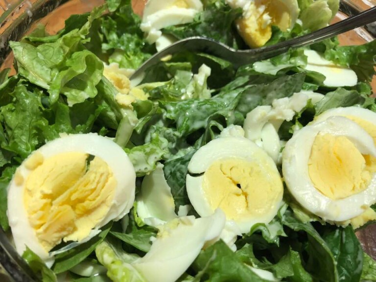 Lettuce Salad with Hard Boiled Eggs & Homemade Dressing