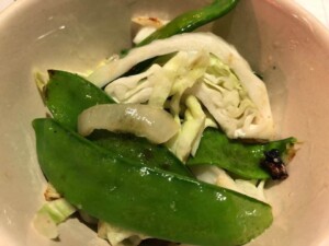 snow peas and cabbage