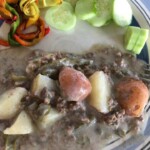 One Dish Hamburger Meal with Potatoes and Green Beans